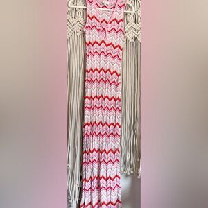 Torn by Ronny Kobo Pink Knit Chevron Sleeveless Pullover Maxi Dress – Size Large